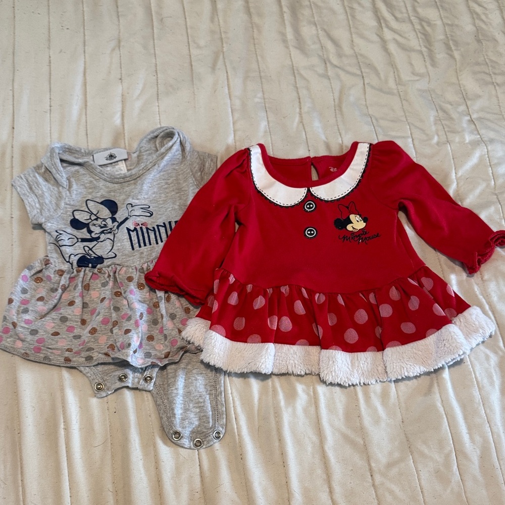 Disney Minnie Mouse Red and Gray Baby Dress Set
